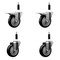 Service Caster 4'' Black Poly Swivel 7/8'' Expanding Stem Caster Set 2 Total Lock Brakes, 4PK SCC-EXTTL20S414-PPUB-BLK-2-S-2-78 - alternate 1